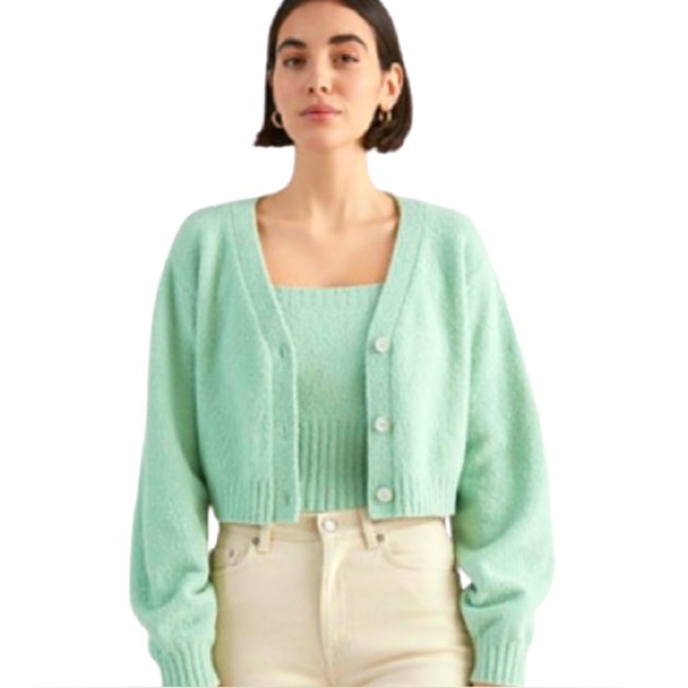 NWOT & Other Stories Pastel Green Knit Cardigan Sweater Size XS - Picture 2 of 11